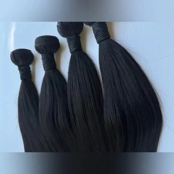 Human hair Blend Bundles Lot in Black Straight Hair 16 in + 18 In | 4 Pcs Lot! - Picture 5 of 8